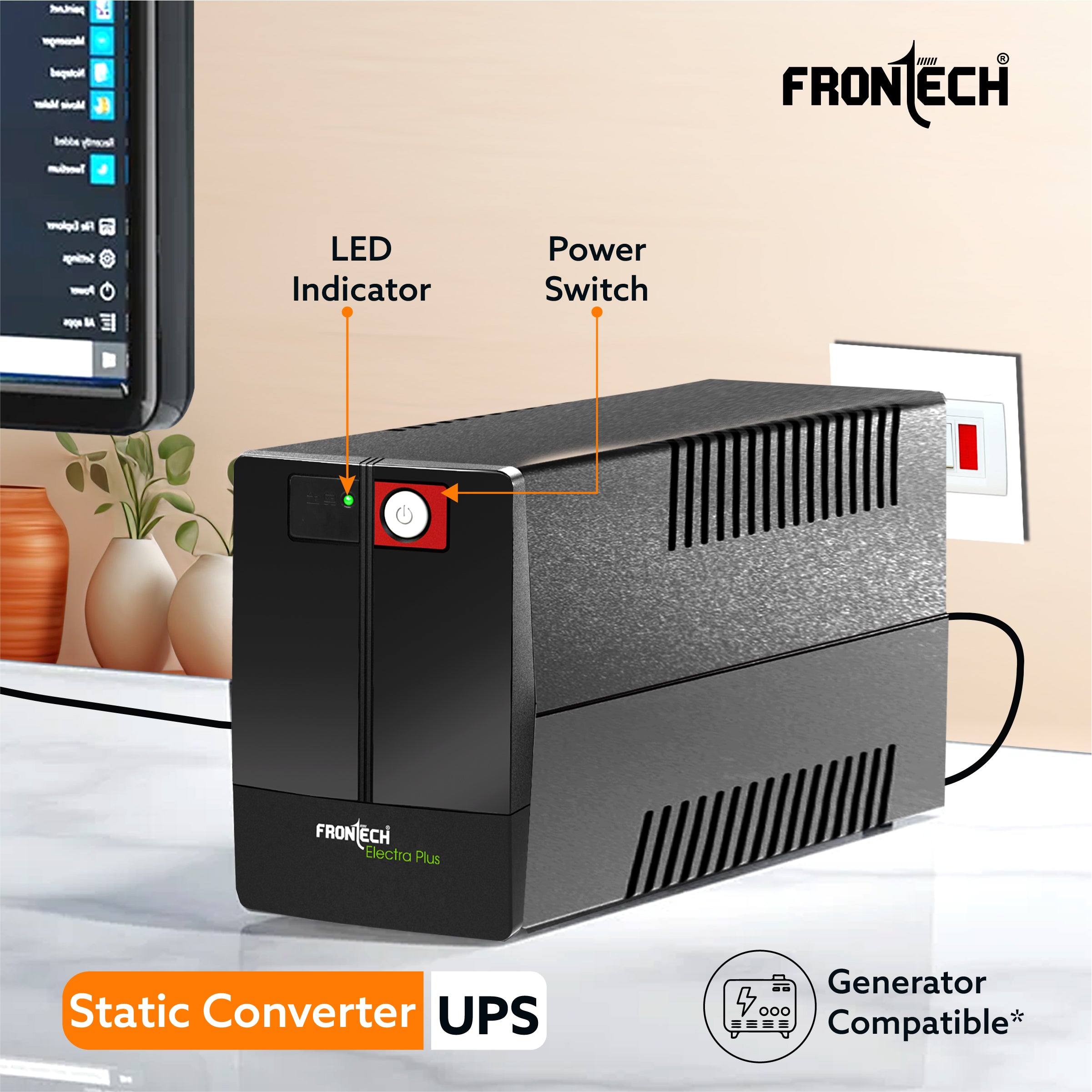 Frontech UPS Electra Plus 600VA/360W, Uninterrupted Power Supply System (2564) Frontech UPS Electra Plus 600VA/360W, Uninterrupted Power Supply System (2564)